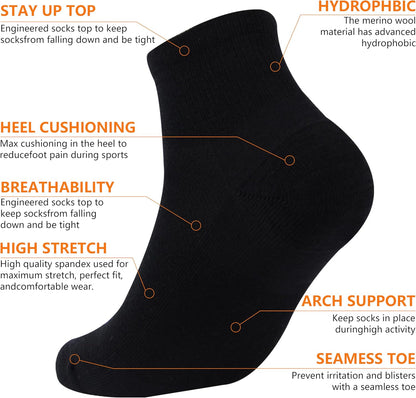 Merino Wool Ankle Socks, Men'S Women'S 90% Wool Athletic Thin Running Moisture Wicking Socks, 3 Pairs