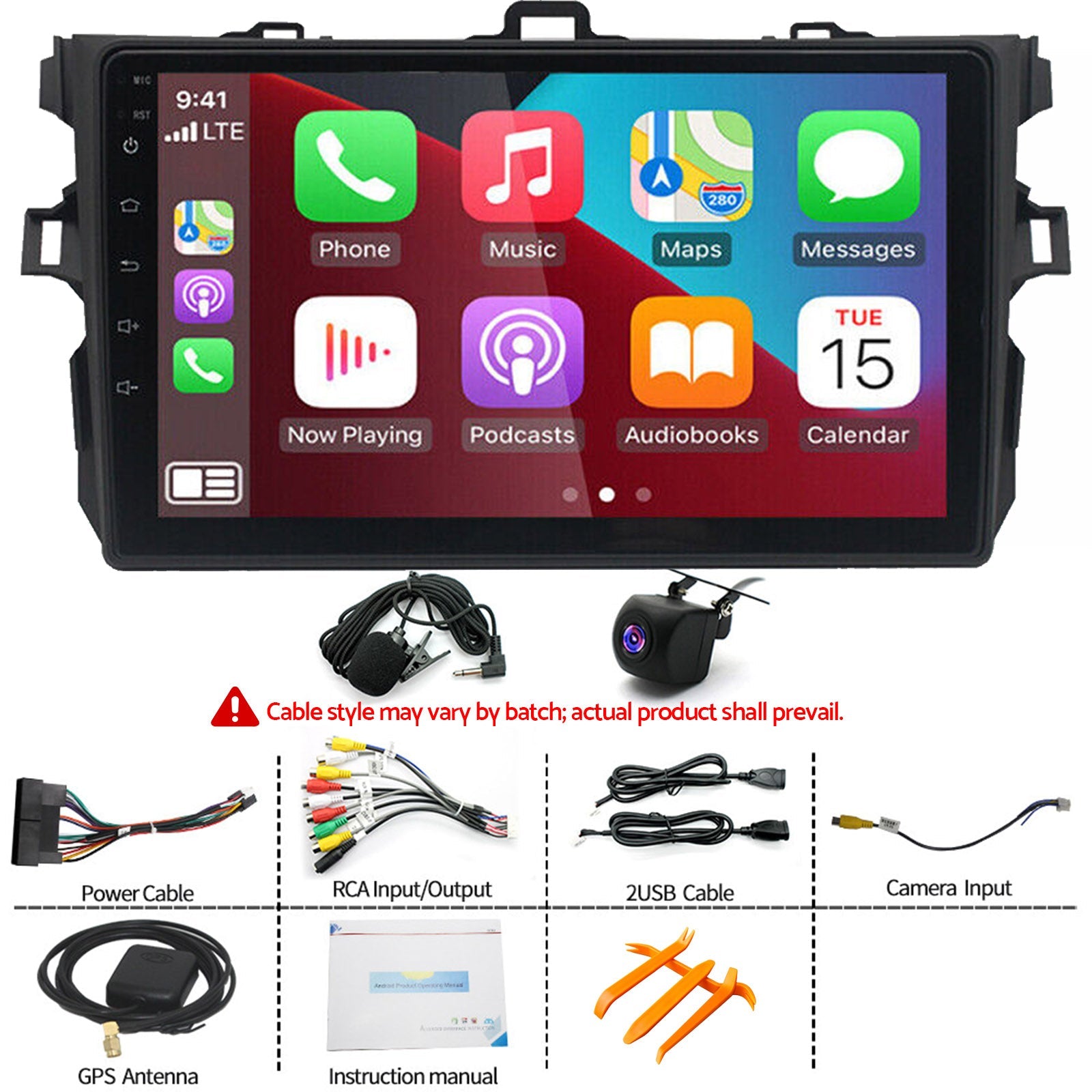 In-Dash Units 9" Touch Screen Stereo CarPlay Suitable For Toyota Corolla 2009-13